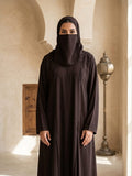 Abaya Nashel Brown - brown abaya with fine vertical beaded lines