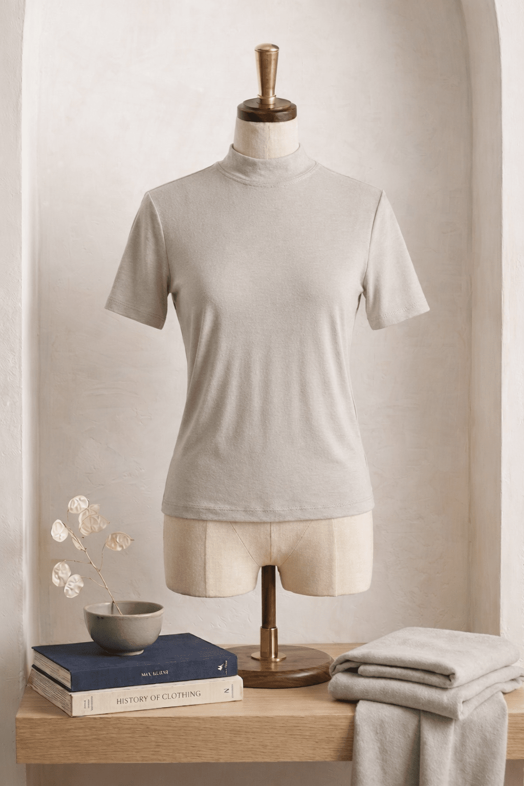 Cotton T-shirt Half Sleeves (High Neck)