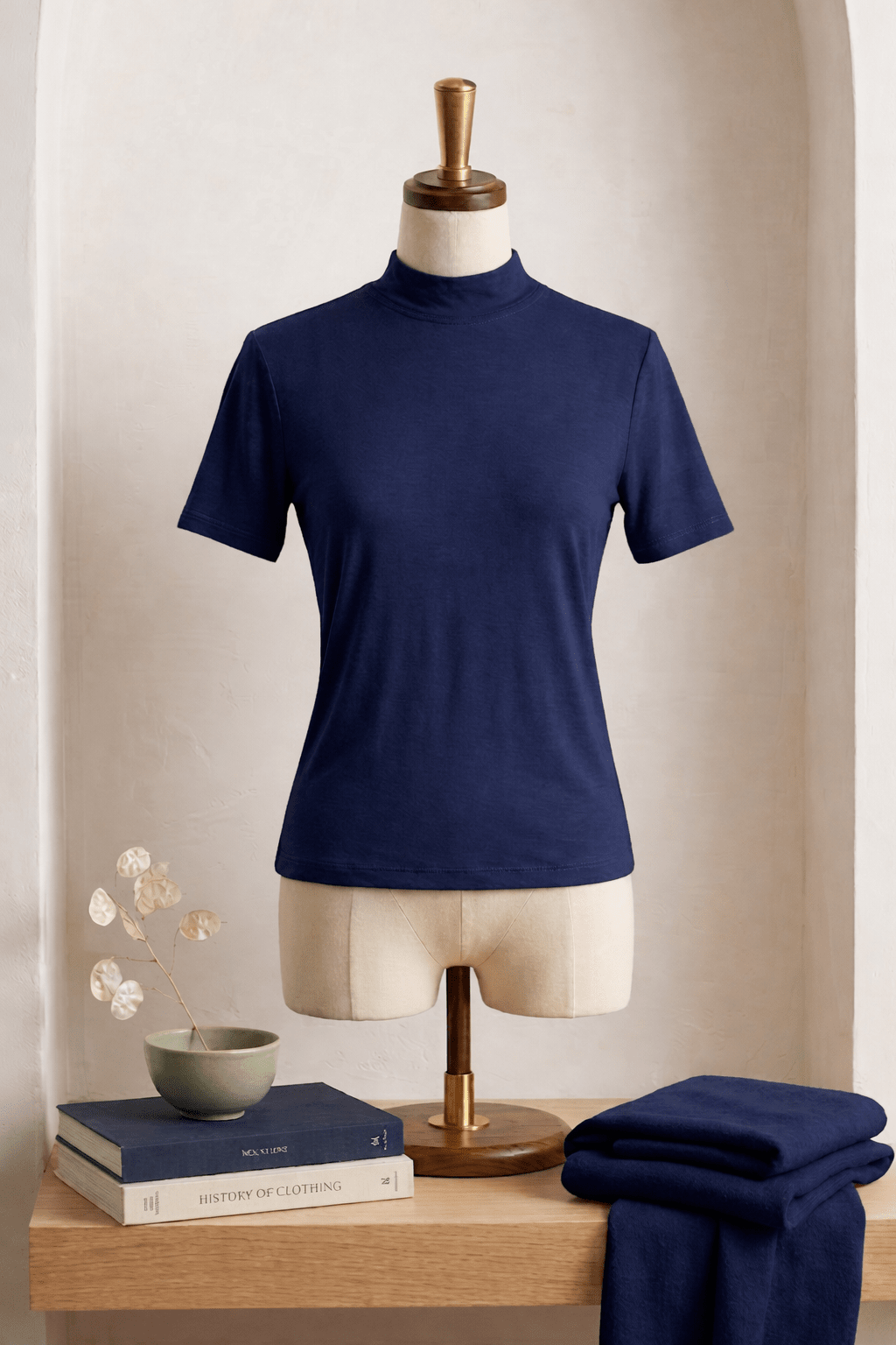 Cotton T-shirt Half Sleeves (High Neck)