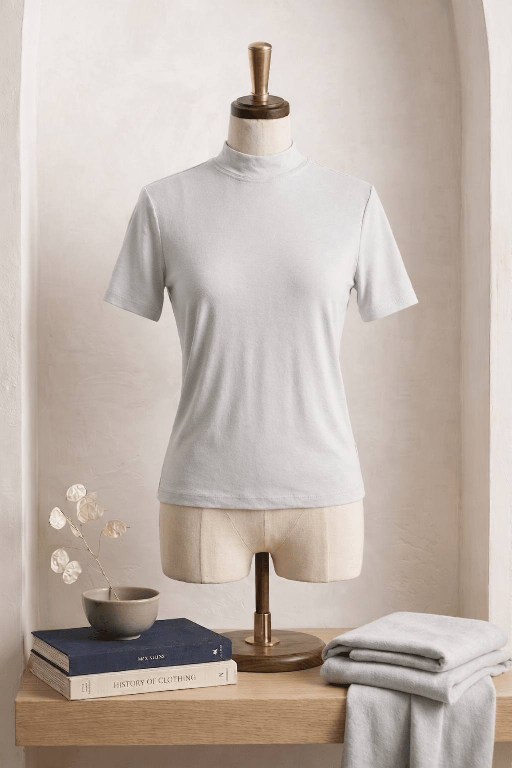 Cotton T-shirt Half Sleeves (High Neck)