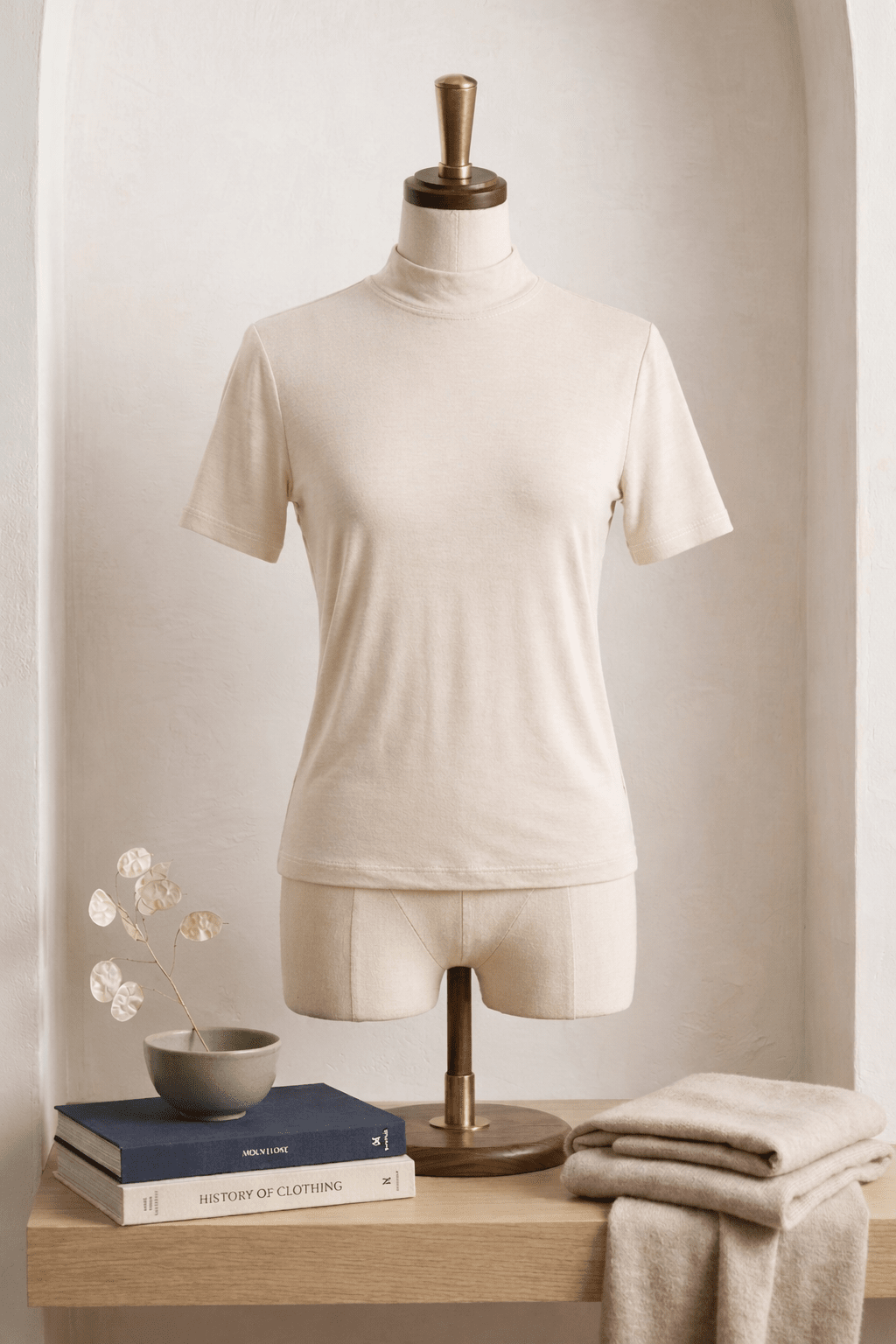 Cotton T-shirt Half Sleeves (High Neck)