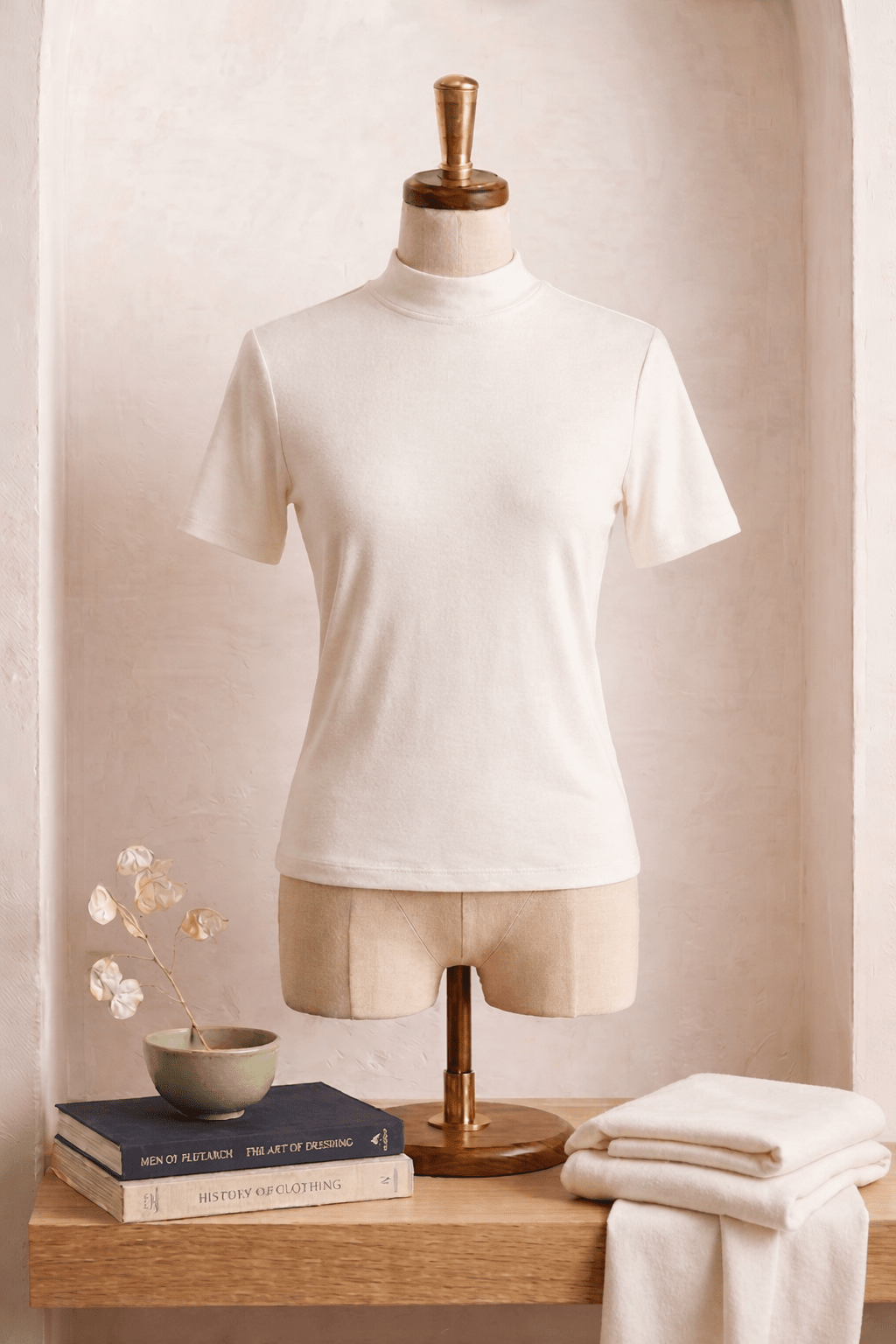 Cotton T-shirt Half Sleeves (High Neck)