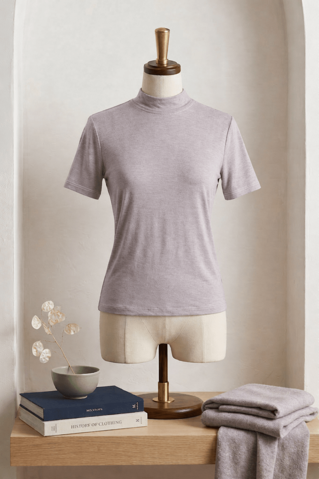 Cotton T-shirt Half Sleeves (High Neck)