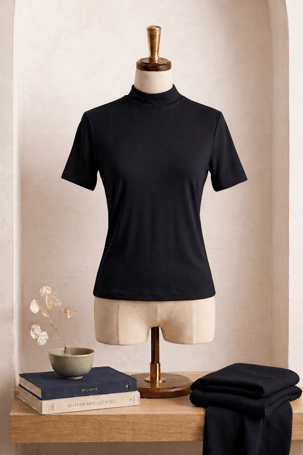 Cotton T-shirt Half Sleeves (High Neck)
