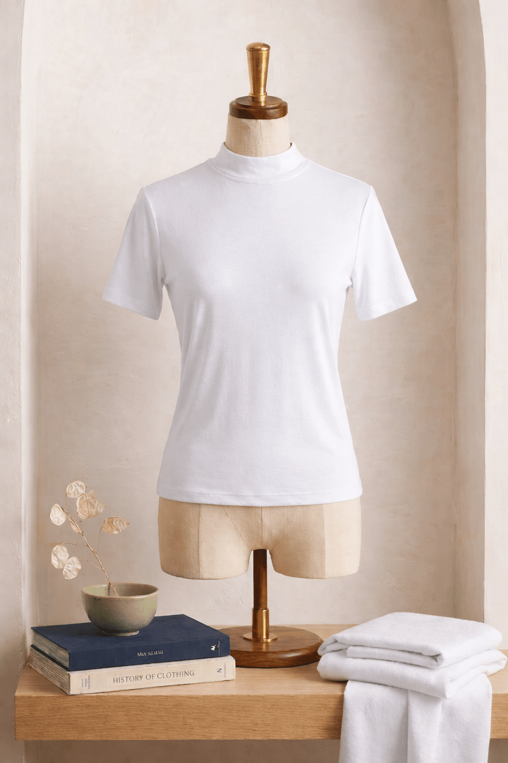Cotton T-shirt Half Sleeves (High Neck)