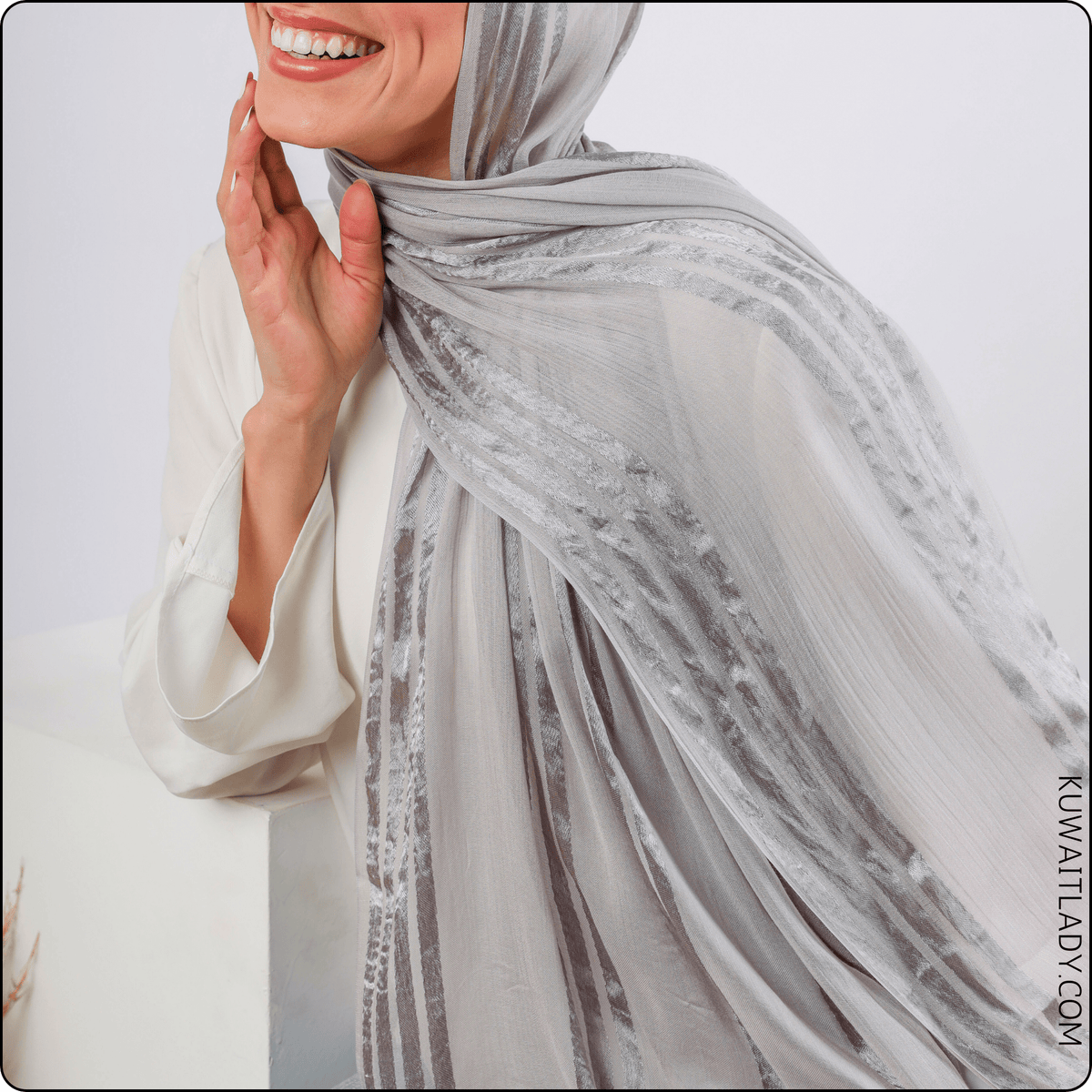 Fourfold Satin Strip Linen Scarf