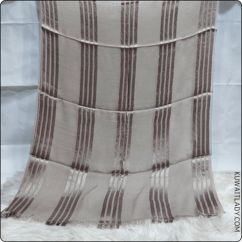 Fourfold Satin Strip Linen Scarf