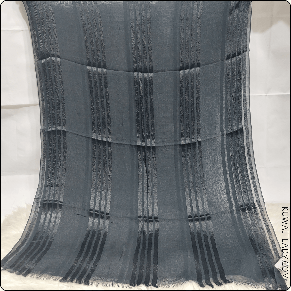 Fourfold Satin Strip Linen Scarf