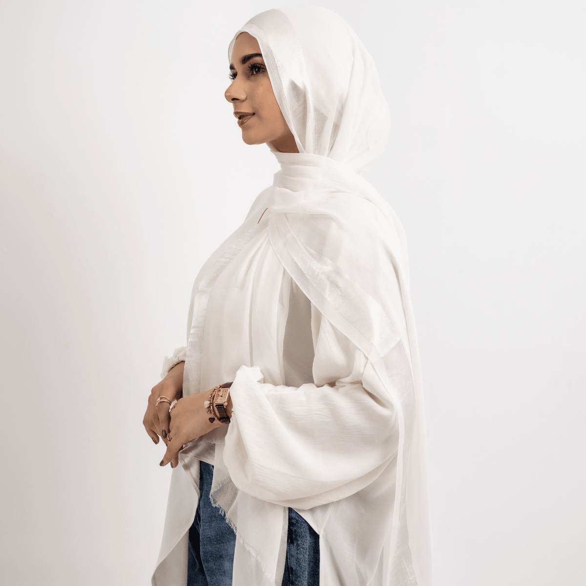 Golden Touch Satin Linen Scarf