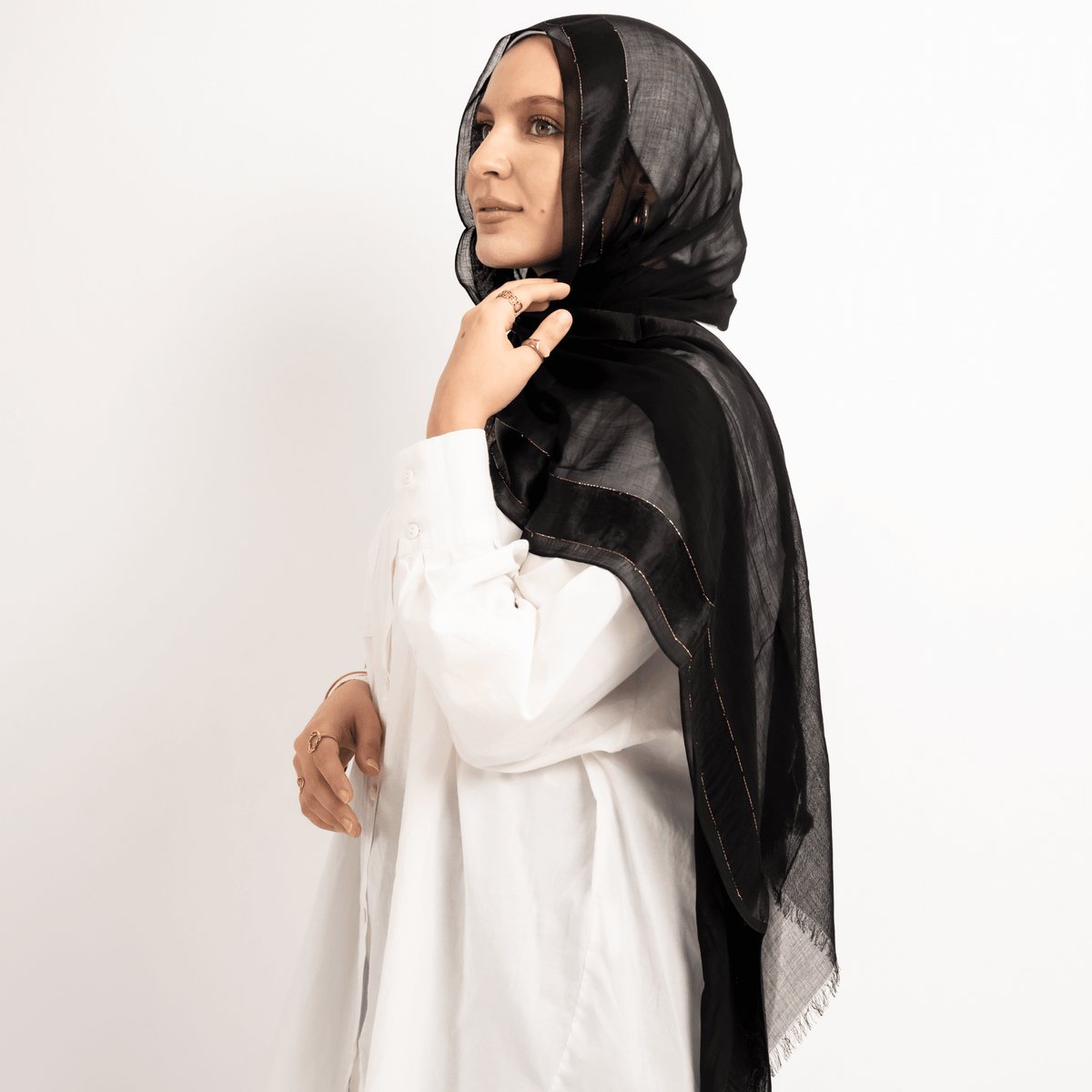 Golden Touch Satin Linen Scarf