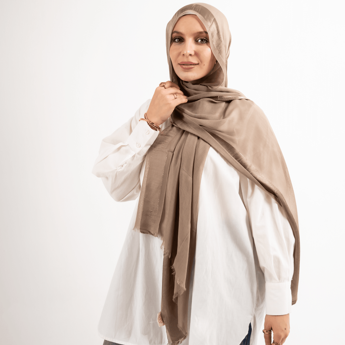 Golden Touch Satin Linen Scarf