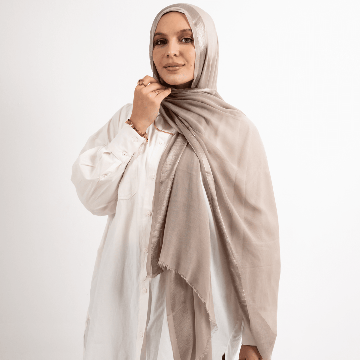 Golden Touch Satin Linen Scarf