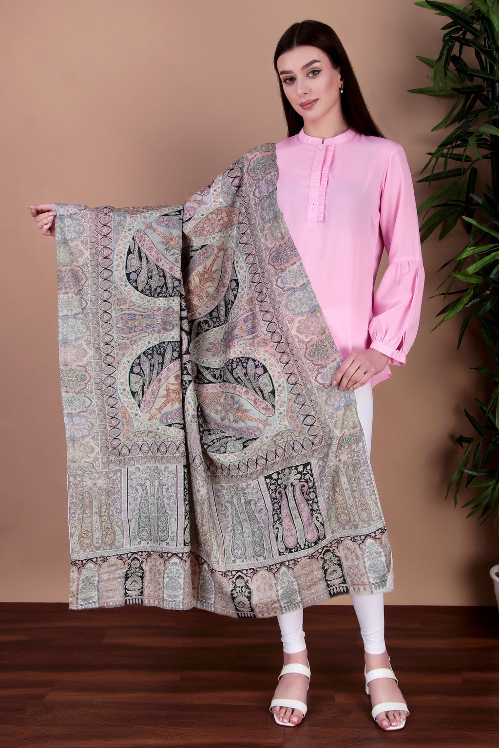 Kalamkari Pashmina Blend Shawl – Art Mastery