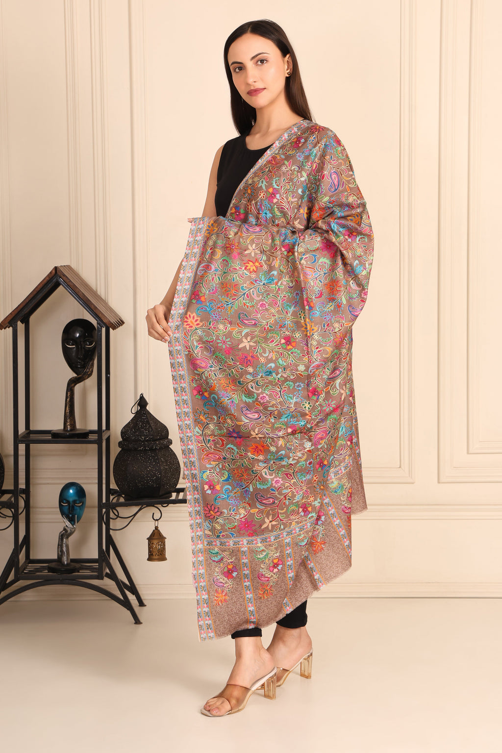 Kalamkari Pashmina Blend Shawl – Art Panel