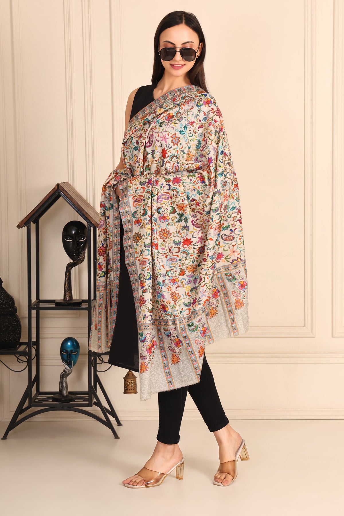 Kalamkari Pashmina Blend Shawl – Art Weave