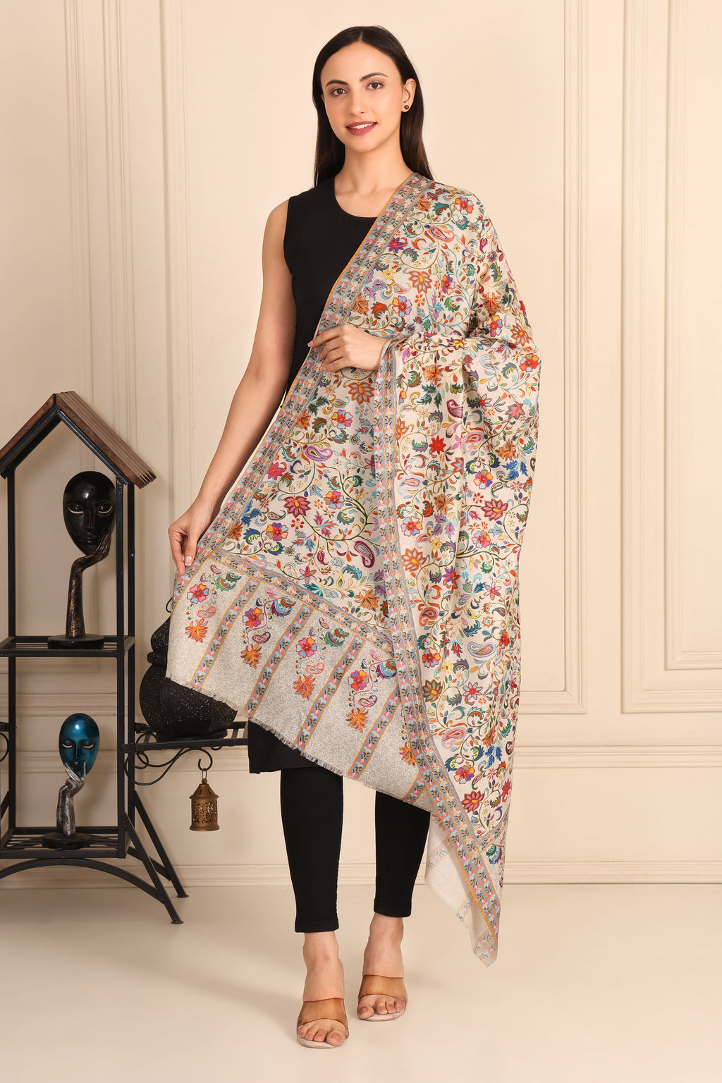 Kalamkari Pashmina Blend Shawl – Art Weave