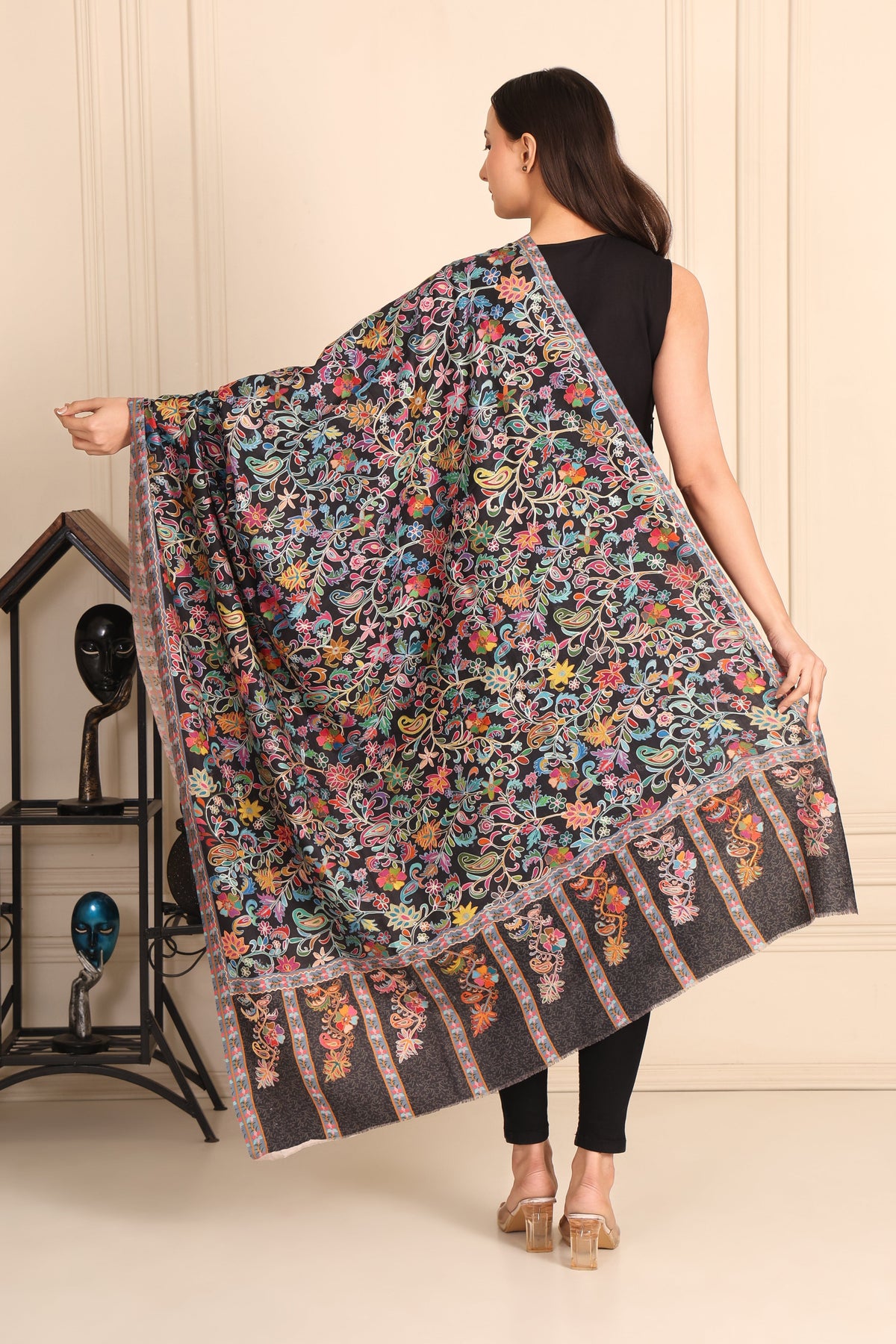 Kalamkari Pashmina Blend Shawl – Craft Line