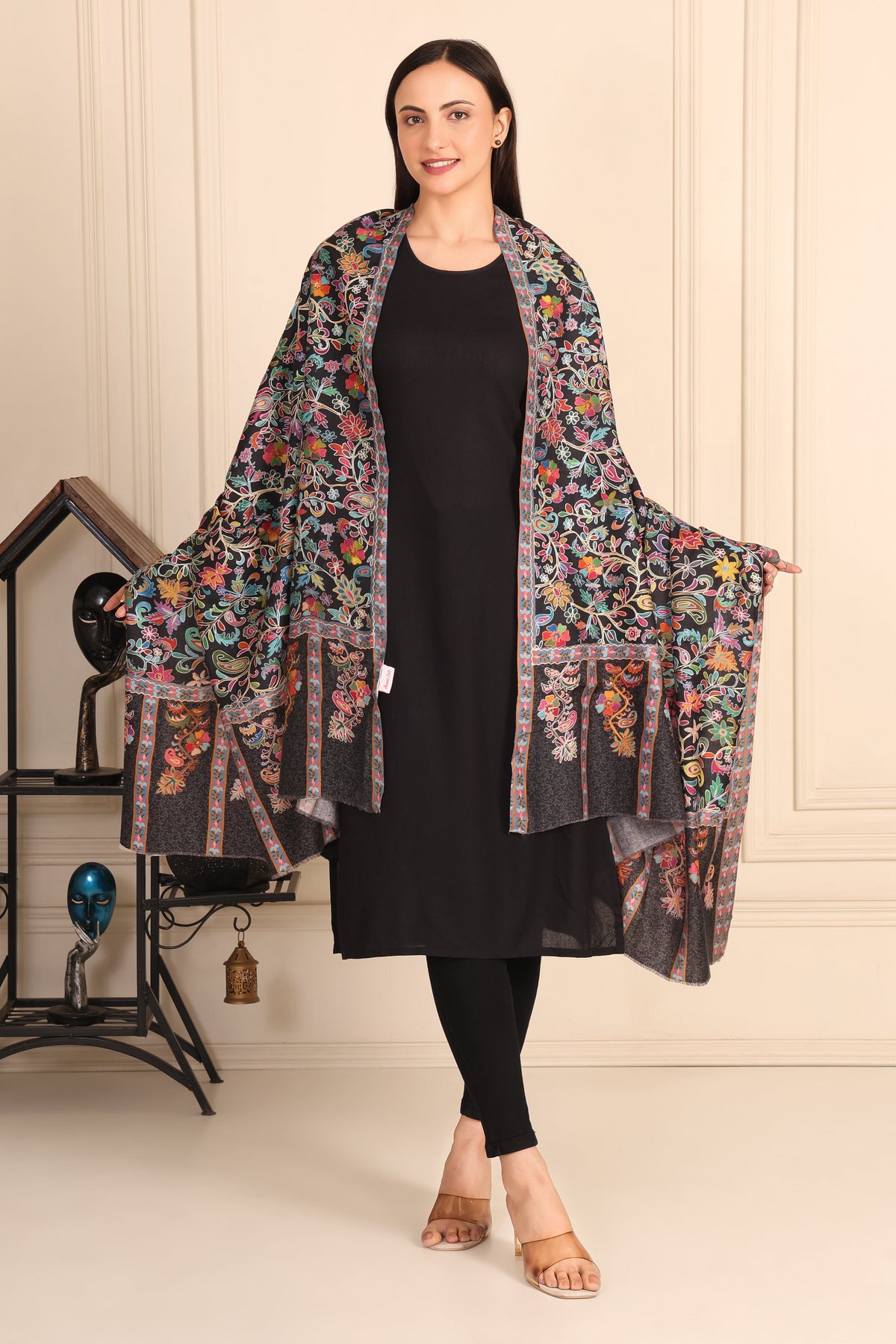 Kalamkari Pashmina Blend Shawl – Craft Line