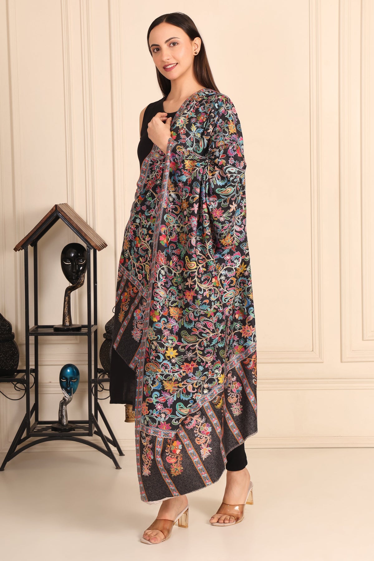 Kalamkari Pashmina Blend Shawl – Craft Line