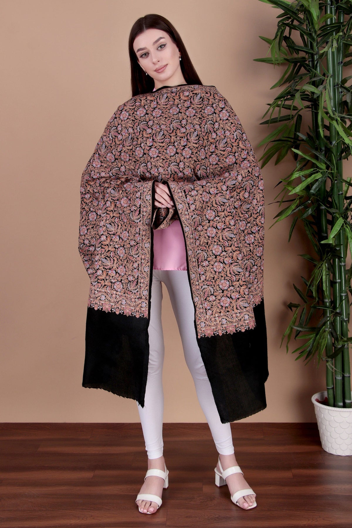 Kalamkari Pashmina Blend Shawl – Full Work