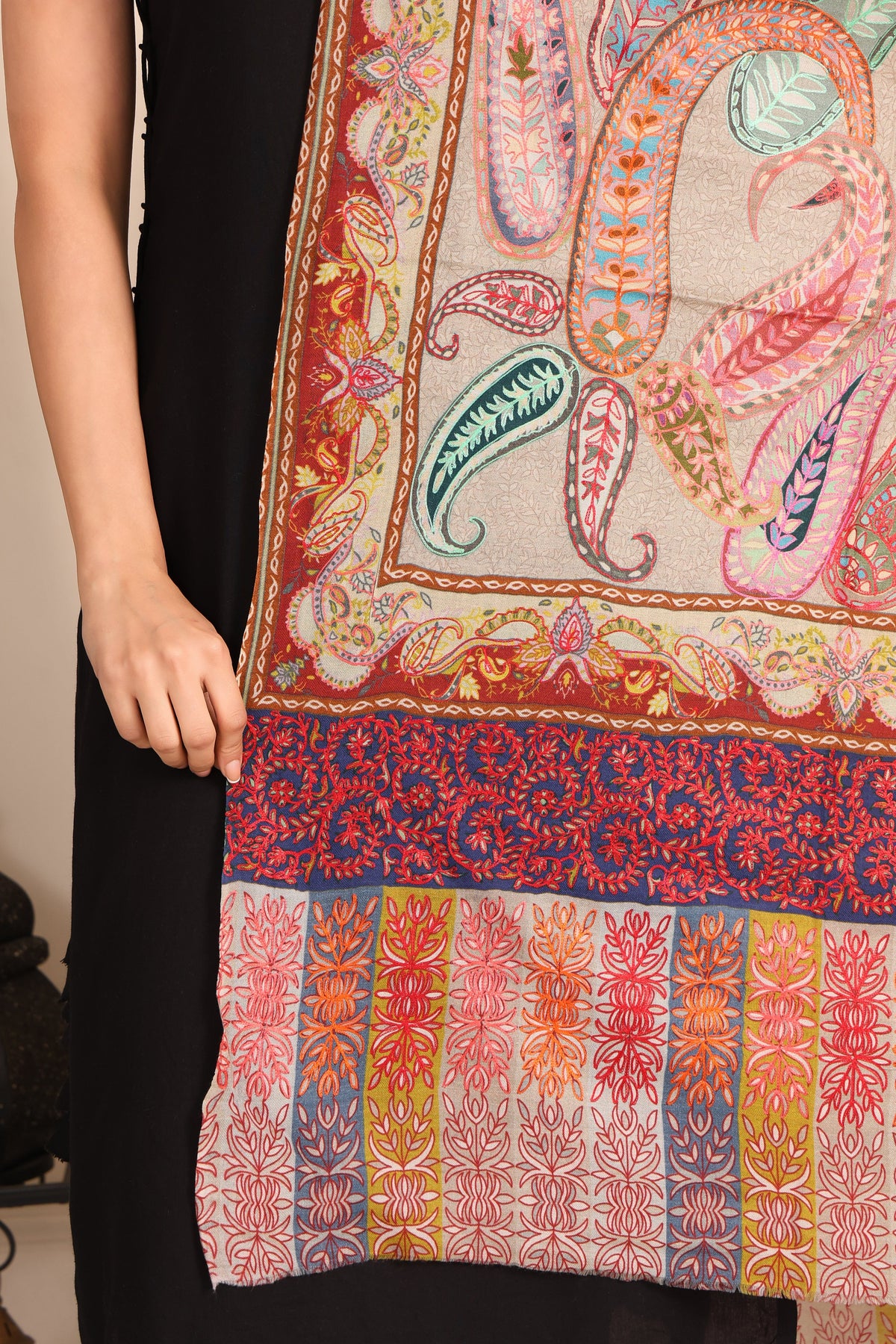 Kalamkari Pashmina Blend Shawl – Heritage Line