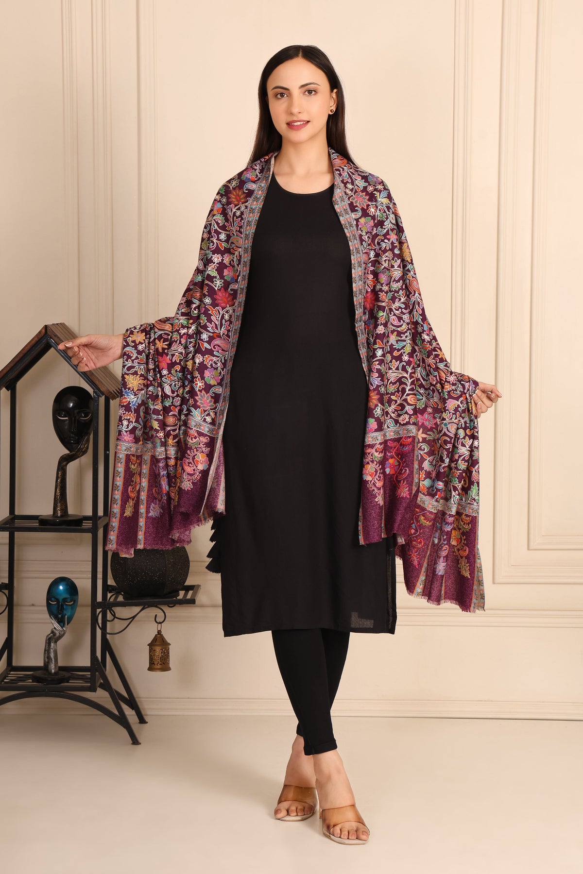 Pashmina Kalamkari Maroon