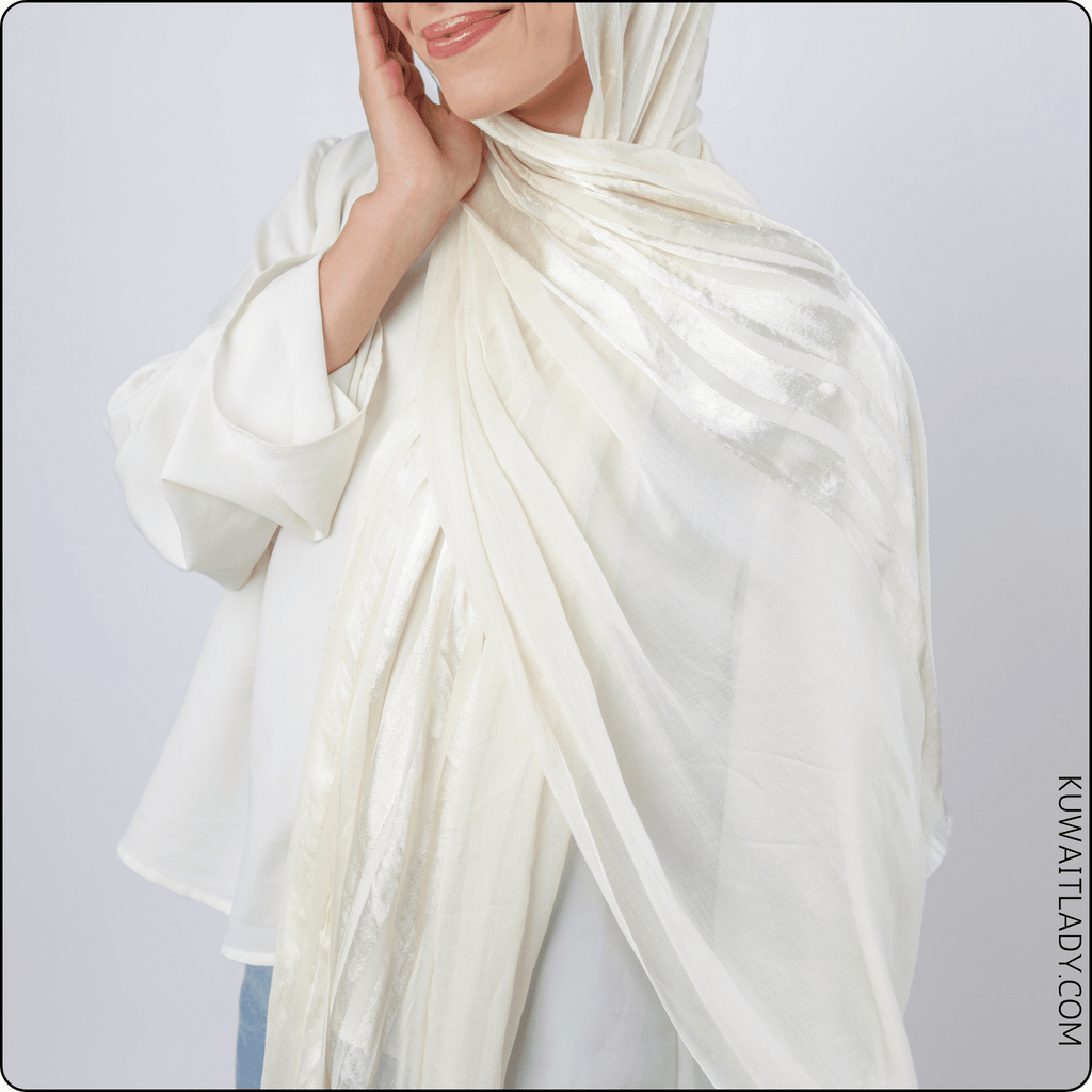 وشاح ثنائي من الساتان والكتان السادة
