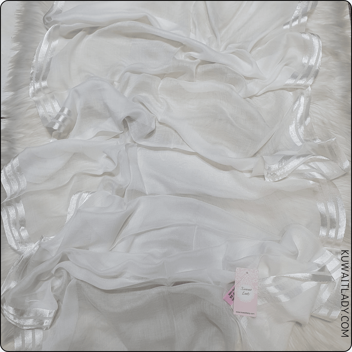 Three Satin Lines Linen Scarf