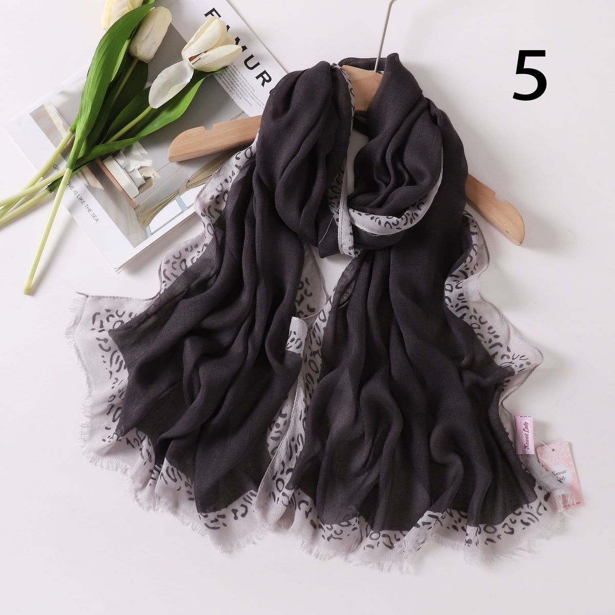 Tiger Border Linen Scarf