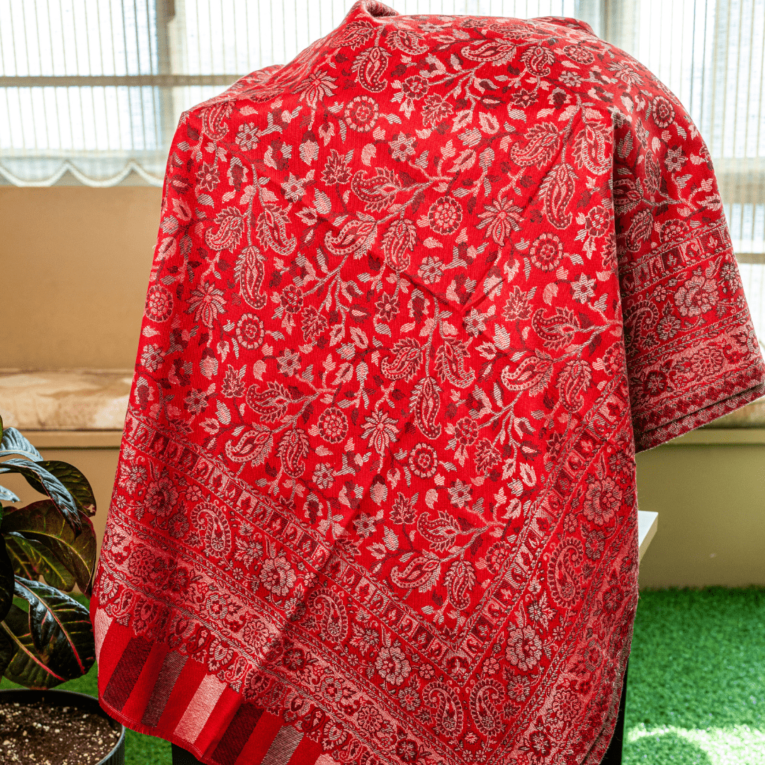 Traditional Kashmiri Paisley Edge Shawl
