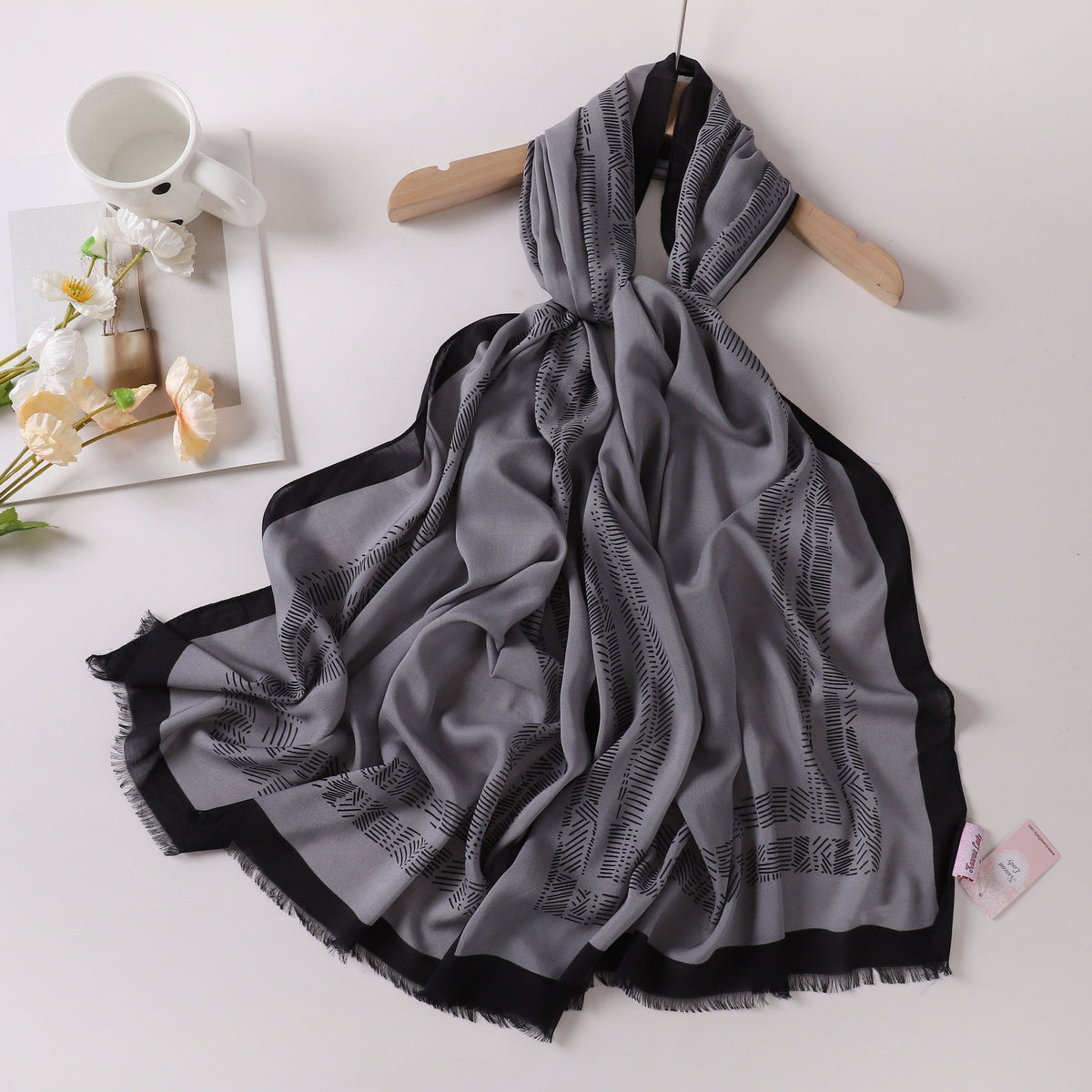 Viscose Language Print Scarf