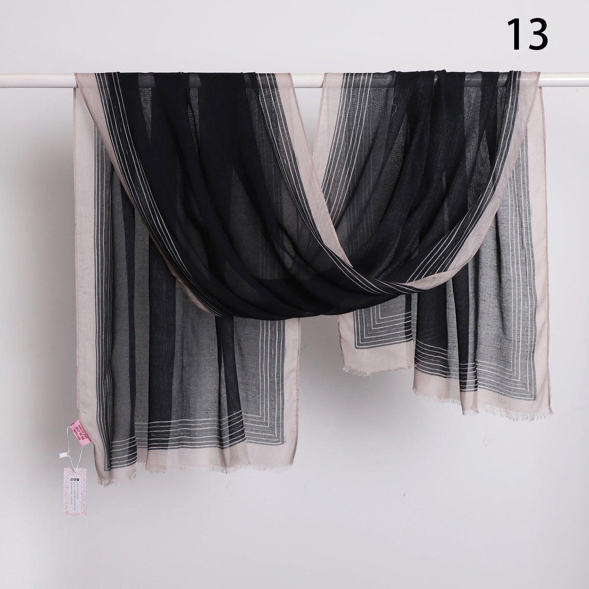 Wide Border Linen Scarf