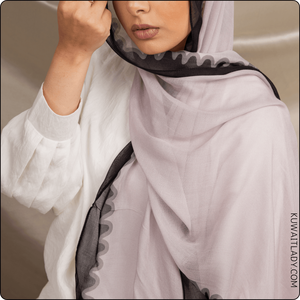 وشاح كتان بنقشة الزجزاج